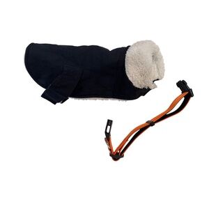New no tags black Dog Coat and  Orange Strap